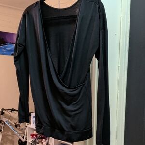 Black Long Sleeve Drape Top